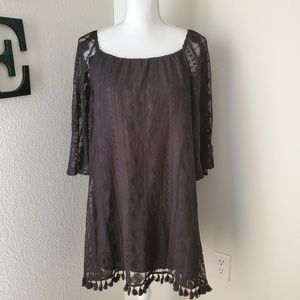 Jack by BB Dakota Dress with Sheer Lace Sleeves